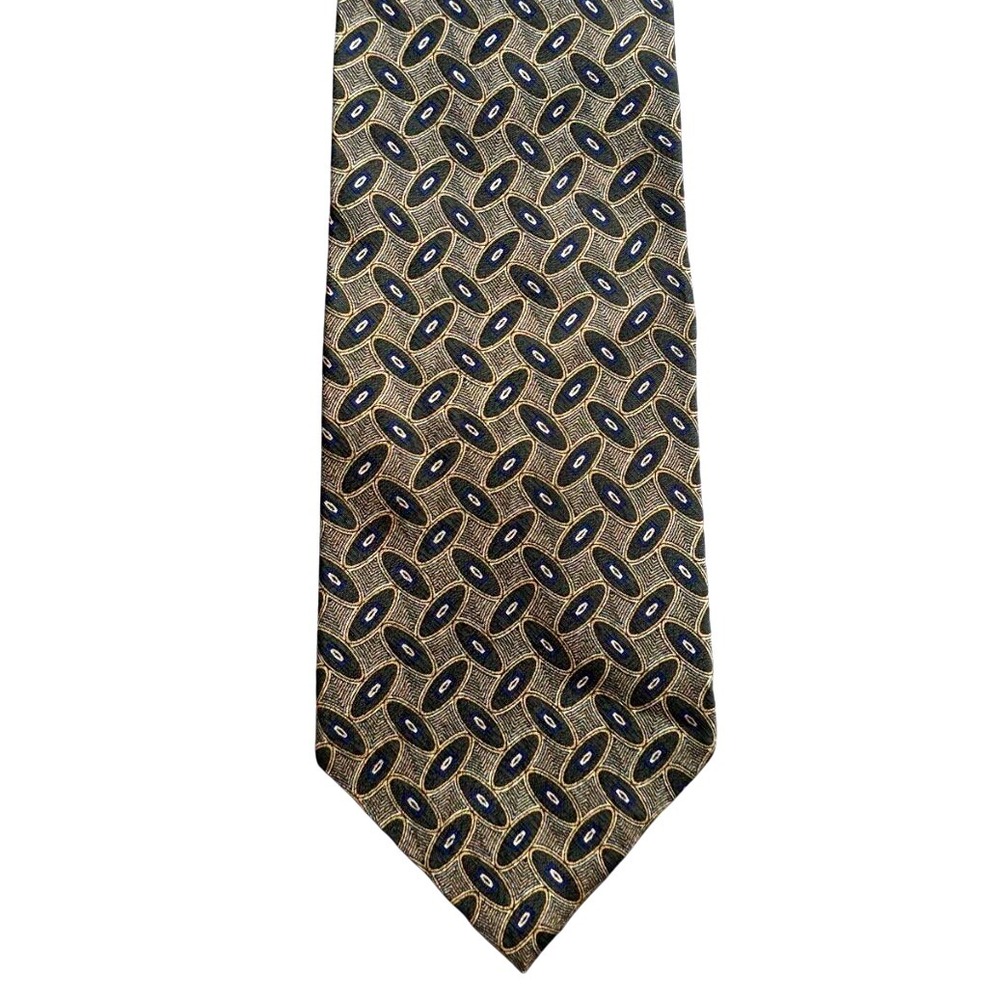 Tie‎ Oscar de la Renta Menswear Necktie Geometric Oval Pattern Silk Tie